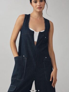 Pilcro Blue Denim Jumpsuit with Contrast Stitching